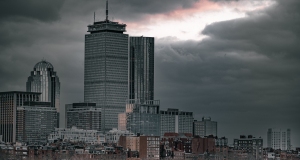 Evening cloud break over the Prudential building